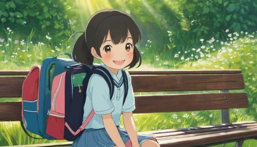 backpack,azusa nakano k-on,studio ghibli,tsumugi kotobuki k-on,yui hirasawa k-on,anime 3d,anime cartoon,primary school student,anime japanese clothing,euphonium,girl and boy outdoor,a girl's smile,sakura background,miku maekawa,mako,cute cartoon image,nori,background image,japanese sakura background,school clothes,Illustration,Japanese style,Japanese Style 17