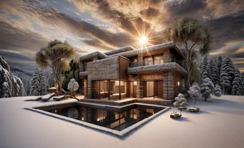 winter house,3d rendering,snow house,snow roof,log cabin,snow landscape,the cabin in the mountains,log home,snow scene,house in mountains,snowy landscape,inverted cottage,chalet,house in the mountains,winter landscape,home landscape,render,3d render,wooden house,build by mirza golam pir