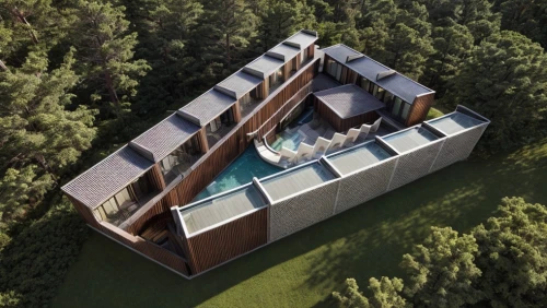 dunes house,3d rendering,house in the forest,cubic house,modern house,timber house,house in mountains,house in the mountains,modern architecture,cube house,eco-construction,render,inverted cottage,cube stilt houses,residential house,eco hotel,archidaily,luxury property,folding roof,private house,Architecture,Urban Planning,Aerial View,Urban Design