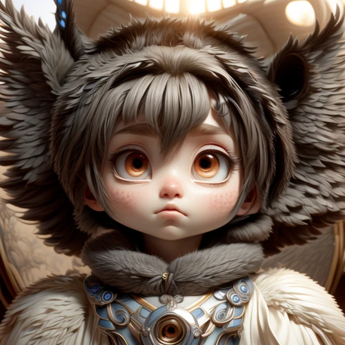 monchhichi,child fox,rabbit owl,kawaii owl,fennec,owlet,harpy,little fox,laika,hedgehog child,owl,baroque angel,owl eyes,small owl,owl-real,fantasy portrait,pomeranian,kitsune,little owl,raccoon