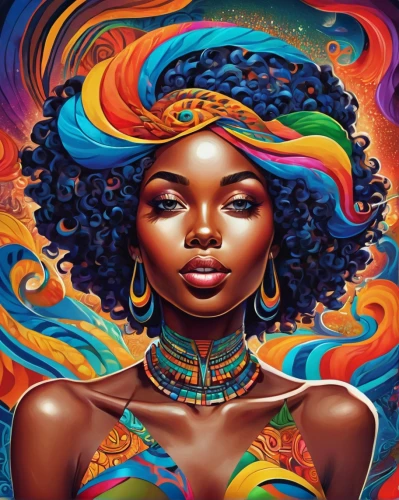 african woman,afro-american,african american woman,afroamerican,afro american girls,black woman,afro american,psychedelic art,beautiful african american women,boho art,afro,african art,african culture,colorful spiral,african,black women,vibrant,zodiac sign libra,nigeria woman,aquarius,Illustration,Realistic Fantasy,Realistic Fantasy 39