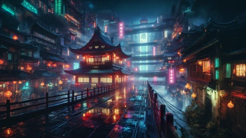 fantasy city,colorful city,tokyo city,shanghai,shinjuku,asakusa,kowloon,tokyo,cyberpunk,cityscape,kowloon city,china town,world digital painting,chinatown,kyoto,city at night,osaka,taipei,japan landscape,city lights