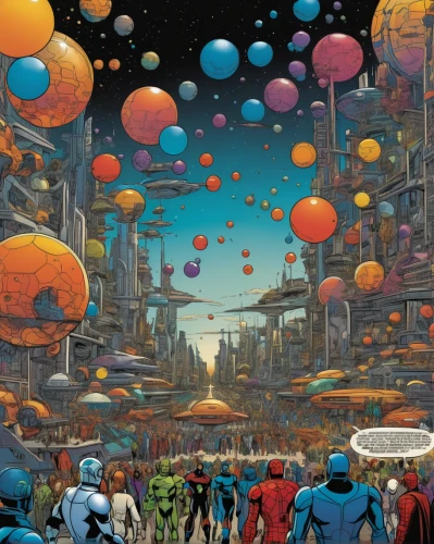 comic book bubble,valerian,marvel comics,dr. manhattan,comic bubbles,cosmos field,marvels,comic bubble,comic books,sci fi,spheres,sci fiction illustration,sci - fi,sci-fi,atom,alien planet,superhero background,gas planet,globes,science-fiction,Illustration,American Style,American Style 14