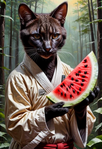 felidae,cat warrior,animal feline,wild emperor,samurai,napoleon cat,cat image,cat food,watermelon painting,mow,eat,ocelot,cat portrait,karate,amurtiger,kung fu,peterbald,auspicious,melon,feline