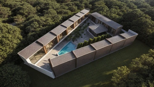dunes house,3d rendering,villa,cube house,luxury property,cubic house,archidaily,pool house,clay house,timber house,render,private house,holiday villa,roof landscape,house in the forest,modern architecture,house hevelius,bendemeer estates,modern house,house shape,Architecture,Urban Planning,Aerial View,Urban Design