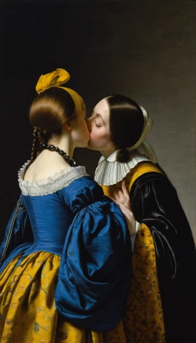 young couple,bougereau,courtship,amorous,girl kiss,cheek kissing,two girls,boy kisses girl,first kiss,flemish,making out,whispering,young women,kissing,barberini,harlequin,mother kiss,romantic portrait,partiture,kissel,Art,Classical Oil Painting,Classical Oil Painting 07