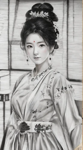 geisha,geisha girl,japanese woman,japanese art,hanbok,oriental painting,victorian lady,mukimono,motsunabe,shuanghuan noble,chinese art,ayu,japanese culture,ethel barrymore - female,taiwanese opera,the japanese doll,vintage drawing,japanese background,korean history,japanese,Art sketch,Art sketch,Traditional