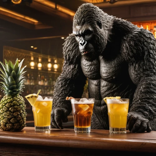 king kong,gorilla,kong,the drinks,great apes,drinking party,harvey wallbanger,ape,dark 'n' stormy,silverback,primate,drinks,gorilla soldier,beverages,beer cocktail,bartender,have a drink,barman,a drink,three monkeys,Photography,General,Natural