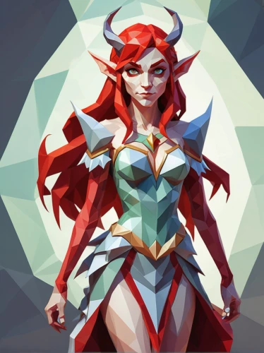 scarlet witch,low poly,cassiopeia,transistor,minerva,mara,sorceress,low-poly,fantasy woman,elza,vector girl,red chief,vector art,oracle girl,huntress,game illustration,fae,summoner,vector illustration,goddess of justice,Unique,3D,Low Poly