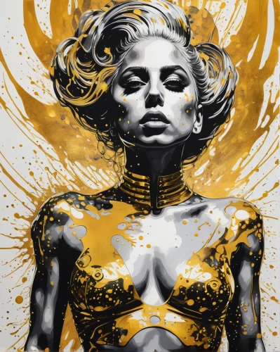 gold paint stroke,gold foil art,gold paint strokes,yellow-gold,gold foil,gold leaf,mary-gold,golden crown,gold foil mermaid,foil and gold,cool pop art,queen bee,gold colored,golden mask,golden yellow,gold mask,gold color,pop art style,gold filigree,gold lacquer,Illustration,American Style,American Style 03