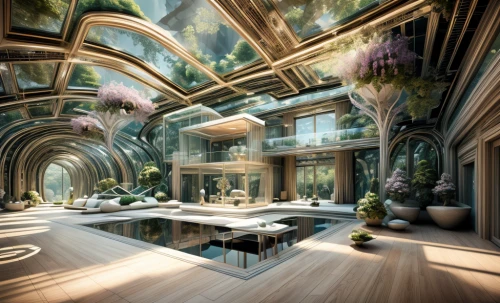 futuristic art museum,ornate room,3d fantasy,mirror house,marble palace,conservatory,luxury home interior,futuristic architecture,jewelry（architecture）,virtual landscape,luxury property,interior design,dandelion hall,art nouveau,fractal environment,luxury real estate,billiard room,luxury bathroom,art nouveau design,hotel w barcelona