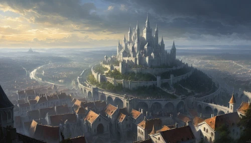 fantasy city,castle of the corvin,fantasy landscape,knight's castle,new castle,ancient city,medieval town,fantasy picture,medieval architecture,heroic fantasy,fantasy world,citadel,fantasy art,castles,medieval,hamelin,medieval castle,castleguard,knight village,castel,Conceptual Art,Fantasy,Fantasy 13