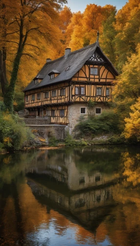 autumn in japan,house with lake,wooden house,golden autumn,autumn idyll,half-timbered house,autumn scenery,house in mountains,fisherman's house,golden pavilion,house in the forest,house in the mountains,water mill,swiss house,colors of autumn,autumn colors,house by the water,autumn gold,beautiful japan,autumn color,Photography,General,Natural