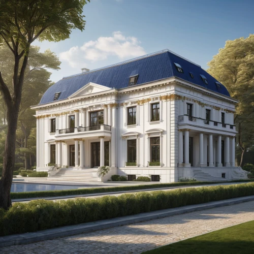 bendemeer estates,chateau,frisian house,luxury home,3d rendering,luxury property,mansion,chateau margaux,neoclassical,house hevelius,country estate,manor,villa,french building,render,large home,luxury real estate,château,garden elevation,fontainebleau,Photography,General,Natural
