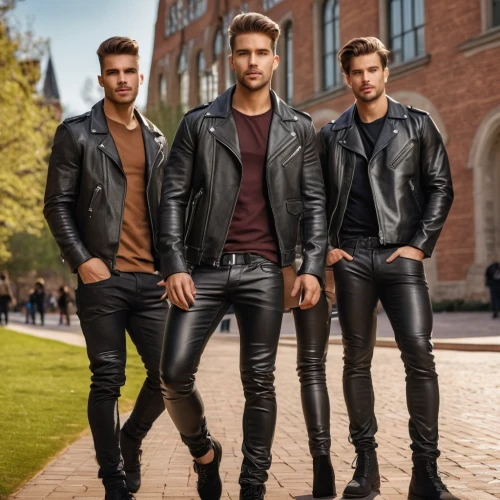 leather,leather jacket,men's wear,men clothes,black leather,boys fashion,leather boots,trio,male model,male youth,latino,leather texture,menswear,fashion models,men's,fashion street,musketeers,models,mannequins,males,Photography,General,Natural