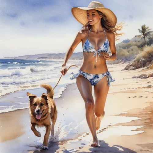 girl with dog,stray dog on beach,beach walk,walk on the beach,dog walking,beach dog,walking dogs,beach background,retriever,australian terrier,dog walker,dog illustration,pet vitamins & supplements,beach scenery,two piece swimwear,beautiful beach,woman walking,oil painting,photo painting,beach landscape,Photography,General,Natural