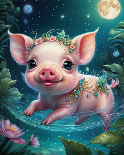 kawaii pig,pig,mini pig,teacup pigs,suckling pig,pot-bellied pig,piglet,lucky pig,domestic pig,piggy,piglets,babi panggang,porker,swine,bay of pigs,flower animal,the zodiac sign taurus,boar,pig roast,inner pig dog,Illustration,Abstract Fantasy,Abstract Fantasy 11