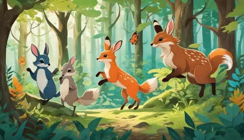 forest animals,woodland animals,cartoon forest,happy children playing in the forest,forest walk,in the forest,hunting scene,forest background,forest animal,the forest,deer illustration,forest glade,forest,fox stacked animals,foxes,fairy forest,animals hunting,woodland,hikers,the woods,Illustration,Japanese style,Japanese Style 07