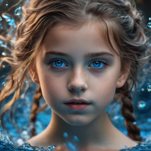 mystical portrait of a girl,blue eyes,water nymph,the blue eye,blue eye,baby blue eyes,little girl fairy,child portrait,children's eyes,elsa,innocence,ojos azules,child fairy,the little girl,children's background,young girl,child girl,little girl,water forget me not,photoshop manipulation,Photography,General,Fantasy