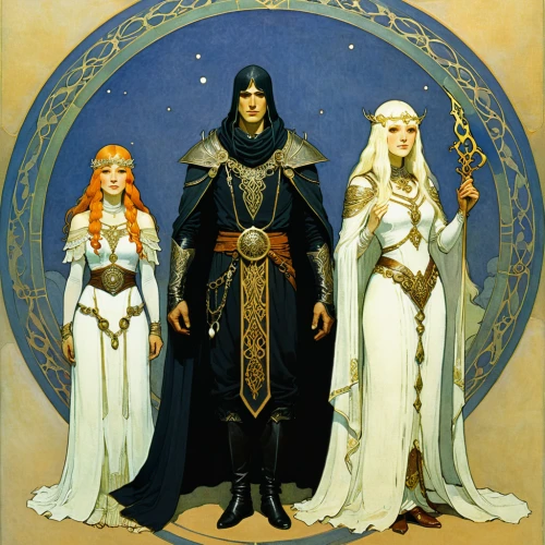 the three magi,the order of the fields,heroic fantasy,the dawn family,druids,the three wise men,three wise men,holy three kings,three kings,archimandrite,camelot,nightshade family,hieromonk,protectors,guards of the canyon,magi,suit of the snow maiden,6-cyl in series,4-cyl in series,sterntaler,Illustration,Retro,Retro 07
