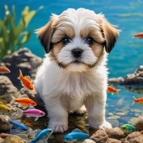 tibetan terrier,dog in the water,cute puppy,shih tzu,havanese,water dog,lhasa apso,shih poo,cute animals,shih-poo,norfolk terrier,portuguese water dog,cute animal,morkie,marine animal,cavapoo,sea animal,puppy pet,pet vitamins & supplements,puppy,Photography,General,Natural
