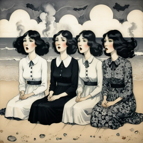 vintage girls,seven sisters,the three graces,vintage women,porcelain dolls,sewing pattern girls,lunar phases,art deco woman,retro women,sirens,vintage illustration,four seasons,twenties women,joint dolls,retro pin up girls,vintage art,vintage woman,beach moonflower,butterfly dolls,roaring twenties,Illustration,Retro,Retro 05