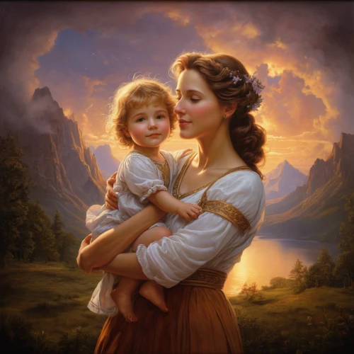 capricorn mother and child,little girl and mother,mother with child,mother and child,baby with mom,mother kiss,motherhood,bouguereau,mother with children,father with child,mother-to-child,romantic portrait,mother and infant,mother's,mother and baby,emile vernon,mother and daughter,child portrait,holy family,mother and son