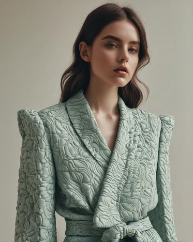 bolero jacket,cardigan,menswear for women,shoulder pads,knitwear,woven fabric,elegant,green jacket,pale,vogue,coat,turquoise wool,knitted,clover jackets,crochet,imperial coat,patterned,coral,editorial,jacket,Photography,Documentary Photography,Documentary Photography 08
