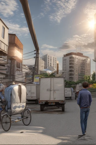 prefabricated buildings,house trailer,cube stilt houses,human settlement,unhoused,urban development,cargo containers,new housing development,urbanization,horse trailer,mobile home,3d rendering,caravanning,digital compositing,delivery trucks,bicycle trailer,urban design,shipping containers,banana box market,cargo car,Common,Common,Natural