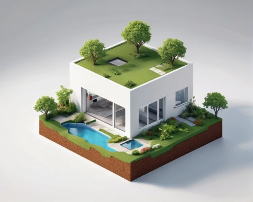 cube house,cubic house,isometric,cube stilt houses,inverted cottage,smart home,eco-construction,floating island,modern house,miniature house,pool house,small house,grass roof,smarthome,3d rendering,heat pumps,dug-out pool,residential house,modern architecture,houses clipart,Unique,3D,Isometric