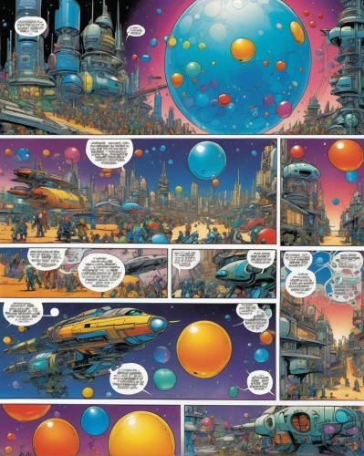 comic bubbles,comic bubble,comic book bubble,gas planet,globes,waterglobe,airships,comic speech bubbles,speech balloons,snowglobes,star balloons,spheres,valerian,speech bubbles,balloon trip,fire planet,planets,color circle articles,dr. manhattan,floats,Illustration,Japanese style,Japanese Style 05