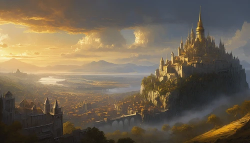 fantasy landscape,hogwarts,fantasy picture,castle of the corvin,gold castle,knight's castle,heroic fantasy,fantasy art,fantasy world,fantasy city,fairy tale castle,hamelin,world digital painting,castel,hohenzollern castle,3d fantasy,new castle,castle,castles,camelot,Conceptual Art,Fantasy,Fantasy 13