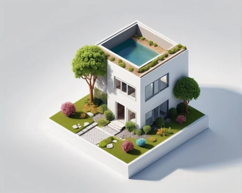 isometric,miniature house,3d rendering,roof landscape,small house,3d render,grass roof,modern house,3d model,residential house,model house,landscaping,villa,estate agent,mid century house,render,houses clipart,3d rendered,cubic house,home landscape,Unique,3D,Isometric