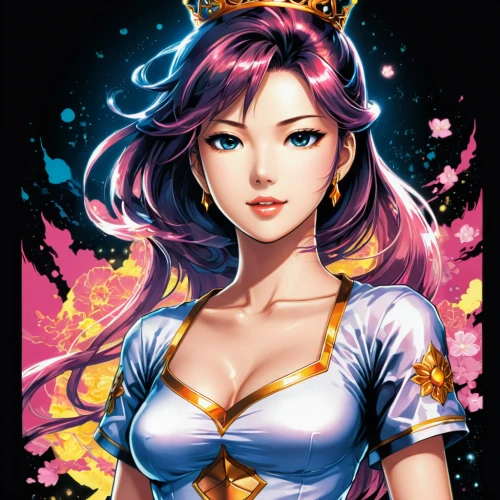 oriental princess,poker primrose,heart with crown,princess crown,queen of hearts,zodiac sign libra,goddess of justice,rosa ' amber cover,amano,libra,princess sofia,fairy queen,athena,tiara,vanessa (butterfly),sorceress,hong,fantasy girl,queen of the night,game illustration,Illustration,Japanese style,Japanese Style 04