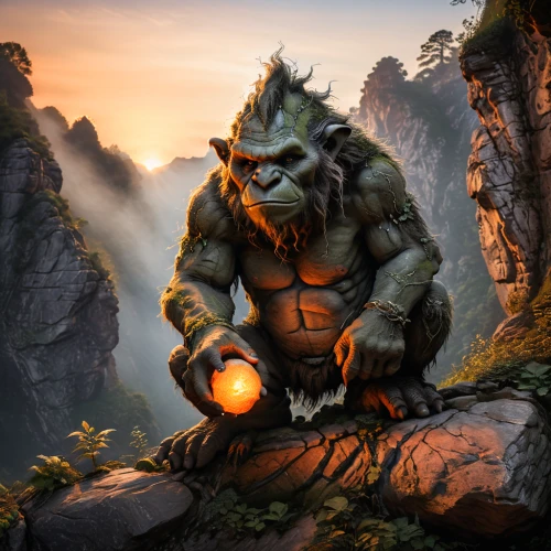 mountain guide,skylander giants,orc,rocket raccoon,forest king lion,splinter,goki,warrior and orc,tigers nest,mountain fink,wicket,scandia gnome,kobold,digital compositing,ogre,dusk background,5 dragon peak,guards of the canyon,goblin,male character,Photography,General,Natural