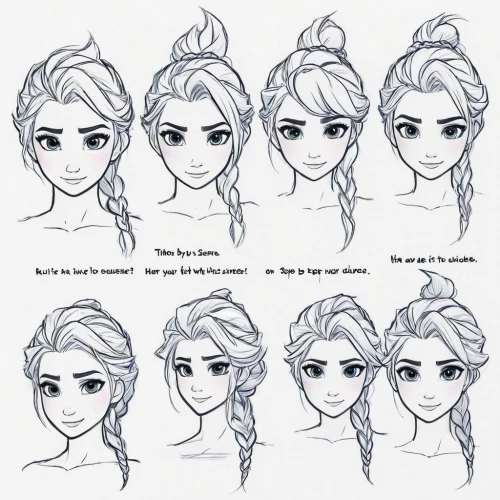 hairstyles,hairstyle,french braid,pony tails,updo,twists,hair clips,braids,hair loss,chignon,braid,fairy tale icons,hair accessories,layered hair,princess' earring,expressions,princesses,braiding,elsa,ponytail,Illustration,American Style,American Style 11
