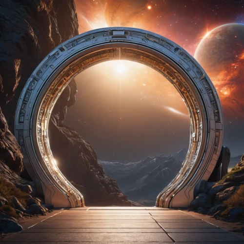 stargate,portals,semi circle arch,gateway,heaven gate,round arch,saturnrings,space art,wormhole,arch,portal,futuristic landscape,three centered arch,archway,torus,porthole,ringed-worm,sky space concept,digital compositing,spacescraft,Photography,General,Natural