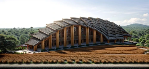 eco hotel,eco-construction,wooden construction,timber house,wooden facade,asian architecture,straw roofing,wooden roof,straw hut,futuristic architecture,chinese architecture,grass roof,school design,hahnenfu greenhouse,archidaily,japanese architecture,wood structure,cooling house,nonbuilding structure,frame house,Architecture,Large Public Buildings,Southeast Asian Tradition,Balinese Style