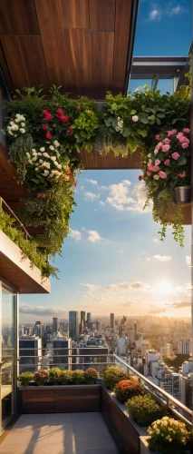 roof garden,roof landscape,balcony garden,roof terrace,sky apartment,paris balcony,penthouse apartment,block balcony,grass roof,landscape design sydney,eco-construction,landscape designers sydney,garden design sydney,above the city,skyscapers,greenhouse effect,green living,turf roof,roof top,modern architecture,Photography,General,Cinematic