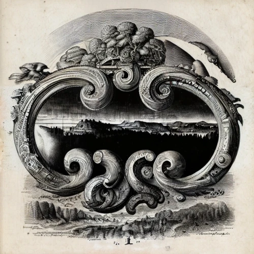 escher,engraving,nautilus,vintage illustration,serpent,vintage wallpaper,circular ornament,lithograph,vintage drawing,bookplate,decorative plate,vintage ilistration,kraken,hand-drawn illustration,ornate,ship's wheel,art nouveau design,zodiac,rococo,cross-section,Art sketch,Art sketch,15th Century