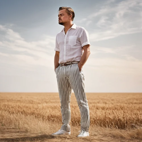 great gatsby,gatsby,beatenberg,white clothing,trousers,man's fashion,ledger,suit trousers,men clothes,roumbaler straw,men's wear,men's suit,the suit,striped background,khaki pants,golfer,farmer,male model,album cover,straw field,Photography,General,Commercial