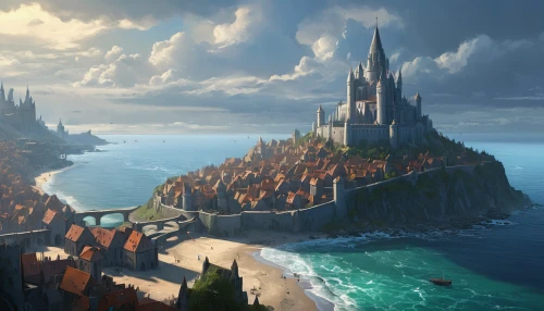 imperial shores,kings landing,castle of the corvin,knight's castle,fantasy landscape,water castle,northrend,castel,new castle,templar castle,island of fyn,lavezzi isles,heroic fantasy,island of juist,3d fantasy,fantasy world,hamelin,fantasy city,house of the sea,fantasy picture,Conceptual Art,Fantasy,Fantasy 14