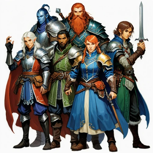 massively multiplayer online role-playing game,dwarves,heroic fantasy,game characters,dragon slayers,advisors,pathfinders,dwarfs,swordsmen,game illustration,lancers,guild,hero academy,collected game assets,alliance,characters,people characters,norse,action-adventure game,game art,Illustration,Retro,Retro 20