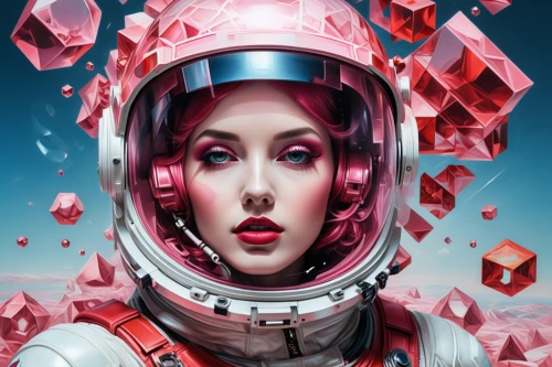 sci fiction illustration,spacesuit,cosmonaut,sidonia,astronaut,space suit,cyberspace,astronautics,space art,scifi,astronaut helmet,space-suit,science fiction,capsule,sci fi,red planet,pink squares,head woman,robot in space,cosmonautics day,Photography,Artistic Photography,Artistic Photography 07