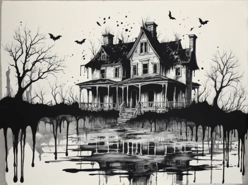 witch house,haunted house,the haunted house,creepy house,witch's house,ghost castle,abandoned house,lonely house,haunted castle,house with lake,haunted,house drawing,lostplace,haunt,abandoned place,halloween illustration,syringe house,house silhouette,bird house,asylum,Illustration,Black and White,Black and White 34