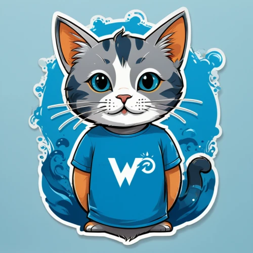 wordpress icon,w badge,cat on a blue background,wordpress logo,cat vector,mascot,wifi png,telegram,whiskered,wohnmob,growth icon,whisker,woku,wiz,wieke,wordpress,dribbble,wolwedans,dribbble icon,the mascot,Unique,Design,Sticker