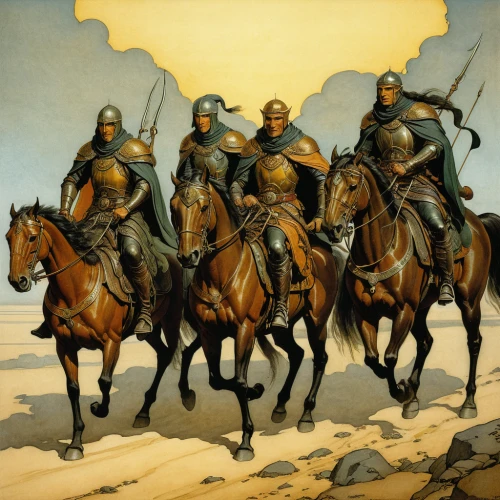 cavalry,cossacks,guards of the canyon,horsemen,heroic fantasy,nomads,horse riders,germanic tribes,genghis khan,don quixote,bronze horseman,horseman,the three magi,man and horses,pilgrims,three kings,lancers,the middle ages,musketeers,knights,Illustration,Retro,Retro 19