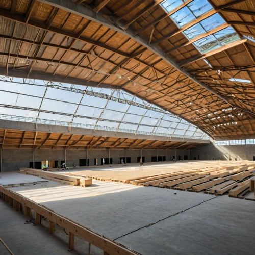 hangar,tempodrom,roof structures,daylighting,roof truss,glass roof,equestrian center,factory hall,field house,hall roof,industrial hall,folding roof,indoor games and sports,concert hall,saltworks,wooden roof,performance hall,leisure facility,archidaily,prefabricated buildings,Photography,General,Natural