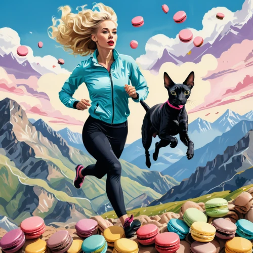 heidi country,girl with dog,dog hiking,trail mix,alice in wonderland,running dog,pet vitamins & supplements,women climber,sci fiction illustration,dog illustration,hiker,female runner,two running dogs,walking dogs,risk joy,skijoring,dog running,woman with ice-cream,color dogs,schweizer laufhund,Photography,General,Natural