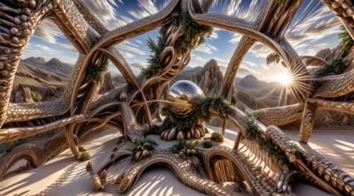 mandelbulb,fractal environment,dragon tree,fractals art,fractalius,virtual landscape,canarian dragon tree,tree of life,3d fantasy,fractals,tree ferns,fractal art,biomechanical,futuristic landscape,honeycomb structure,terraforming,desert plants,snake tree,mushroom landscape,stargate